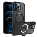 For iPhone 12 Pro Max MagSafe Holder Skin-feel PC Hybrid TPU Phone Case(Black)