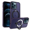 For iPhone 12 Pro Max MagSafe Holder Skin-feel PC Hybrid TPU Phone Case(Dark Purple)