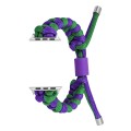 For Apple Watch SE 2023 44mm Paracord Fishtail Braided Silicone Bead Watch Band(Dark Purple Green)