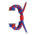 For Apple Watch Series 9 45mm Paracord Fishtail Braided Silicone Bead Watch Band(Blue Red)