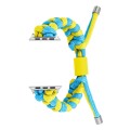 For Apple Watch Series 9 41mm Paracord Fishtail Braided Silicone Bead Watch Band(Light Blue Yellow)