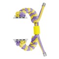 For Apple Watch Series 5 44mm Paracord Fishtail Braided Silicone Bead Watch Band(Purple Yellow)