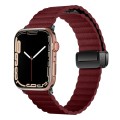 For Apple Watch SE 2023 44mm Water Ripple Magnetic Folding Buckle Watch Band, Style: Bold Version(Wi