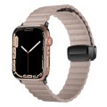 For Apple Watch SE 40mm Water Ripple Magnetic Folding Buckle Watch Band, Style: Bold Version(Khaki)