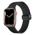 For Apple Watch SE 44mm Water Ripple Magnetic Folding Buckle Watch Band, Style: Bold Version(Black)