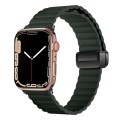 For Apple Watch SE 44mm Water Ripple Magnetic Folding Buckle Watch Band, Style: Bold Version(Dark Gr