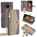 For Sharp Aquos Sense7 Plus Crossbody Litchi Texture Leather Phone Case(Grey)
