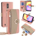 For ZTE Blade A32 Crossbody Litchi Texture Leather Phone Case(Pink)