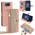 For Asus Zenfone 8 Flip ZS672KS Crossbody Litchi Texture Leather Phone Case(Pink)