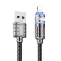 hoco U122 1.2m 2.4A USB to 8 Pin Lantern Transparent Discovery Edition Charging Data Cable(Black)