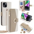 For iPhone 14 Crossbody Litchi Texture Leather Phone Case(White)