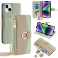 For iPhone 14 Plus Crossbody Litchi Texture Leather Phone Case(Green)