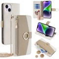 For iPhone 14 Plus Crossbody Litchi Texture Leather Phone Case(White)