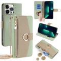 For iPhone 13 Pro Max Crossbody Litchi Texture Leather Phone Case(Green)