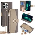 For iPhone 13 Pro Max Crossbody Litchi Texture Leather Phone Case(Grey)