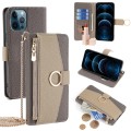 For iPhone 12 Pro Max Crossbody Litchi Texture Leather Phone Case(Grey)