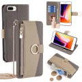For iPhone 8 Plus / 7 Plus Crossbody Litchi Texture Leather Phone Case(Grey)