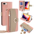 For iPhone 8 Plus / 7 Plus Crossbody Litchi Texture Leather Phone Case(Pink)