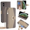 For iPhone XS Max Crossbody Litchi Texture Leather Phone Case(Grey)
