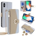 For iPhone X / XS Crossbody Litchi Texture Leather Phone Case(Blue)