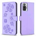 For Xiaomi Redmi Note 10 Pro Four-leaf Embossed Leather Phone Case(Purple)