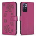 For Xiaomi Redmi Note 11 / 12S 4G Four-leaf Embossed Leather Phone Case(Rose Red)