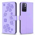 For Xiaomi Redmi Note 11 / 12S 4G Four-leaf Embossed Leather Phone Case(Purple)