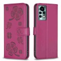 For Xiaomi Redmi Note 11 Pro Global Four-leaf Embossed Leather Phone Case(Rose Red)