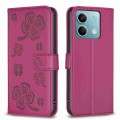 For Xiaomi Redmi Note 13 Four-leaf Embossed Leather Phone Case(Rose Red)