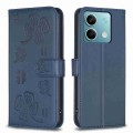 For Xiaomi Redmi Note 13 Four-leaf Embossed Leather Phone Case(Blue)