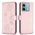 For Xiaomi Redmi Note 13 Four-leaf Embossed Leather Phone Case(Pink)