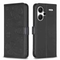 For Xiaomi Redmi Note 13 Pro+ 5G Four-leaf Embossed Leather Phone Case(Black)