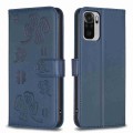 For Xiaomi Redmi Note 10 4G / 10S Four-leaf Embossed Leather Phone Case(Blue)