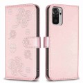For Xiaomi Redmi Note 10 4G / 10S Four-leaf Embossed Leather Phone Case(Pink)