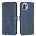 For Xiaomi Mi 11 Lite Four-leaf Embossed Leather Phone Case(Blue)