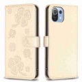For Xiaomi Mi 11 Lite Four-leaf Embossed Leather Phone Case(Gold)