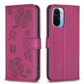 For Xiaomi Mi 11i / Poco F3 Four-leaf Embossed Leather Phone Case(Rose Red)