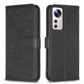 For Xiaomi 12 Lite Four-leaf Embossed Leather Phone Case(Black)
