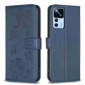 For Xiaomi 12T / 12T Pro Four-leaf Embossed Leather Phone Case(Blue)
