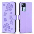 For Xiaomi 12T / 12T Pro Four-leaf Embossed Leather Phone Case(Purple)