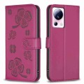 For Xiaomi 13 Lite 5G Four-leaf Embossed Leather Phone Case(Rose Red)