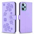 For Xiaomi Poco F5 5G Four-leaf Embossed Leather Phone Case(Purple)