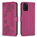 For Xiaomi Poco M3 Four-leaf Embossed Leather Phone Case(Rose Red)