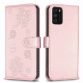 For Xiaomi Poco M3 Four-leaf Embossed Leather Phone Case(Pink)