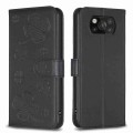 For Xiaomi Poco X3 Four-leaf Embossed Leather Phone Case(Black)