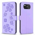 For Xiaomi Poco X3 Four-leaf Embossed Leather Phone Case(Purple)