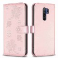 For Xiaomi Redmi 9 Four-leaf Embossed Leather Phone Case(Pink)