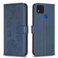 For Xiaomi Redmi 9C / 10A Four-leaf Embossed Leather Phone Case(Blue)
