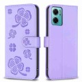 For Xiaomi Redmi 10 5G / Note 11E Four-leaf Embossed Leather Phone Case(Purple)