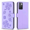 For Xiaomi Redmi 10 / Note 11 4G Four-leaf Embossed Leather Phone Case(Purple)